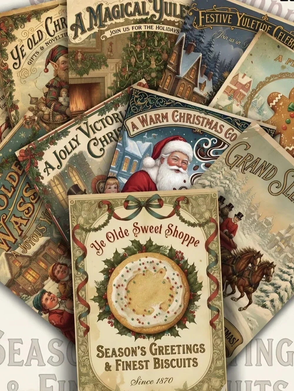 Victorian Style Christmas post cards home decoration retro 4x6 paper Ephemera